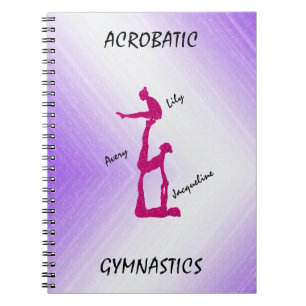 Acrobatic Gymnastics Gradient w/ Up To 3 Names Notebook