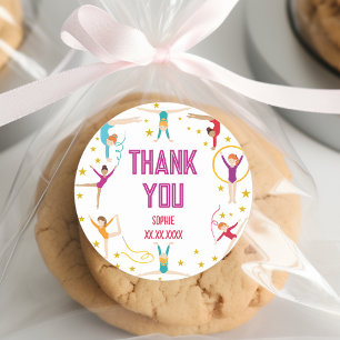 Acrobatics and gymnastics sport girl birthday classic round sticker