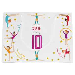Acrobatics and gymnastics sport girl birthday large gift bag