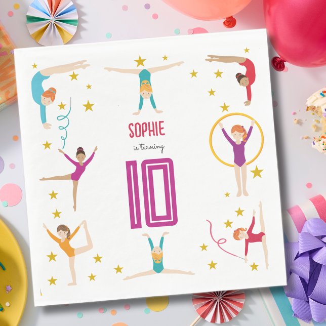 Acrobatics and gymnastics sport girl birthday napkin (Creator Uploaded)