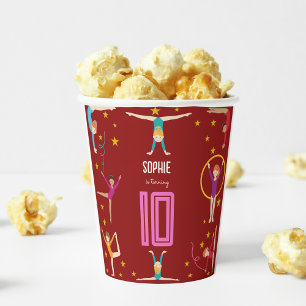 Acrobatics and gymnastics sport girl birthday paper cups