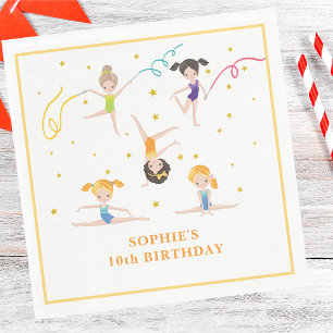 Acrobatics fun birthday kids napkin