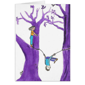 Acrobatics on two purple trees
