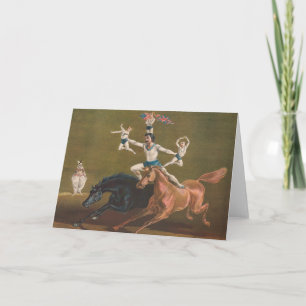 Acrobats On Horseback. Card