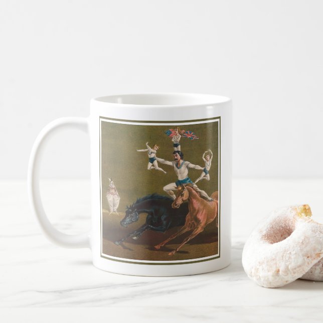Acrobats On Horseback. Coffee Mug (With Donut)