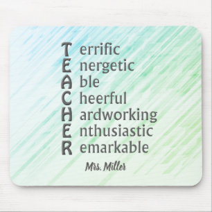 Acronym for Teachers Name Green Blue Abstract   Mouse Pad