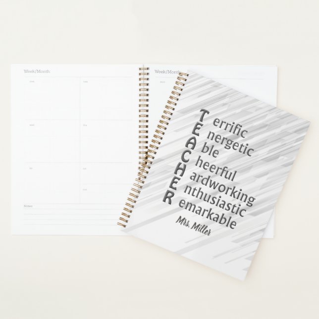 Acronym for Teachers Name Grey Planner (Display)