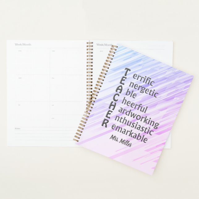 Acronym for Teachers Name Purple Abstract Planner (Display)