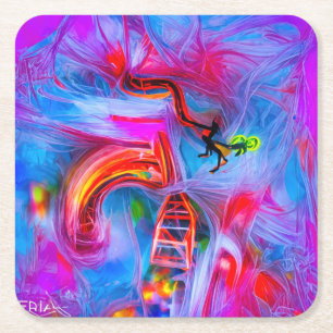 Acrophobia square paper coaster