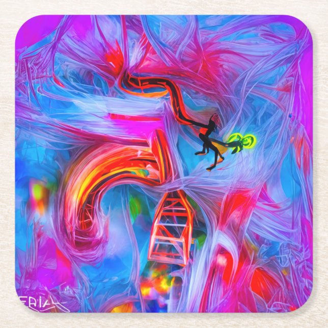 Acrophobia  square paper coaster (Front)
