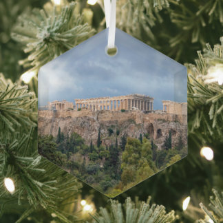 Acropolis, Ancient Athens, Greece Glass Tree Decoration