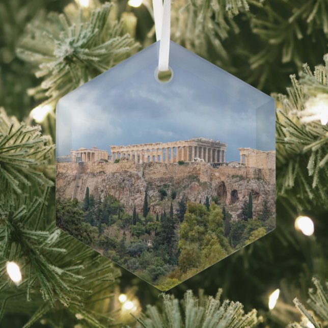 Acropolis, Ancient Athens, Greece Glass Tree Decoration (Insitu)