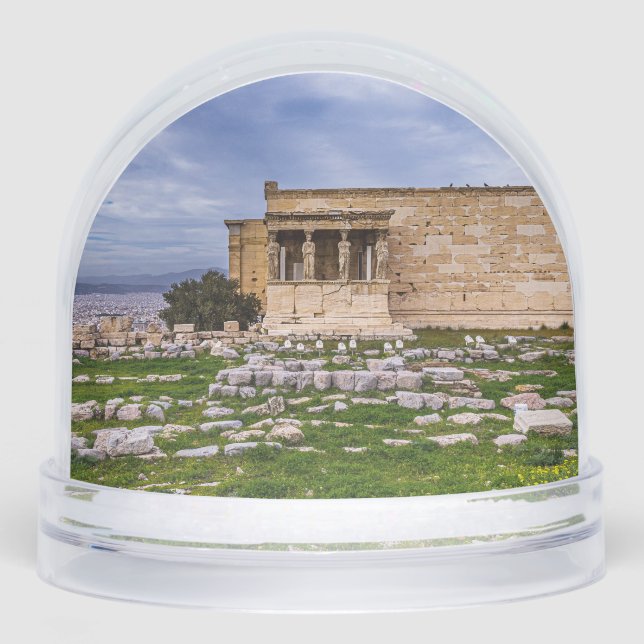 Acropolis Athens Cloudy Sky – Dramatic Greek Land Snowglobe (Front)