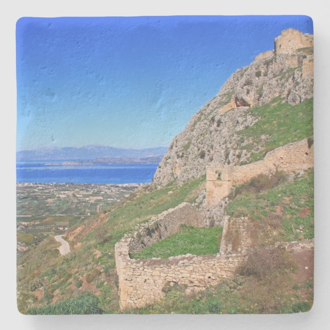Acropolis in Corinth, Greece Square Coaster (Front)