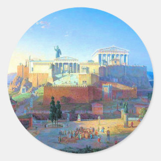 Acropolis in Greece Classic Round Sticker
