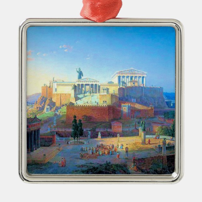 Acropolis in Greece Metal Tree Decoration (Front)