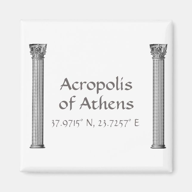 Acropolis of Athens Latitude  Longitude  Magnet (Front)