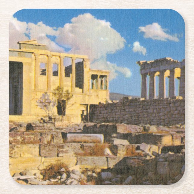 Acropolis Square Paper Coaster (Front)