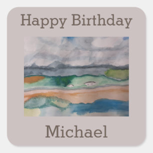Across the Bay Birthday Square Sticker