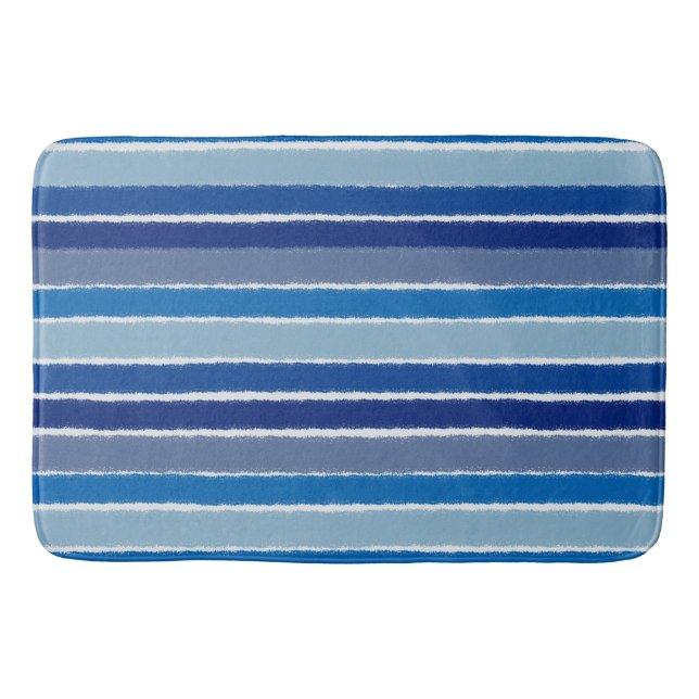 Across The Lines In Blues Bath Mat (Front)