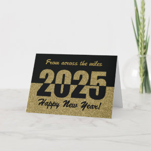 Across the Miles 2020 Happy New Year, Gold Glitter Holiday Card