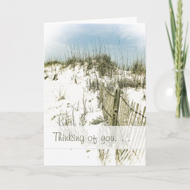 Across the Miles Beach Sand Fence Thinking of You Card (Front)