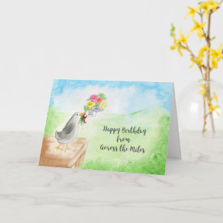 Across the Miles Birthday Card Watercolor Bird