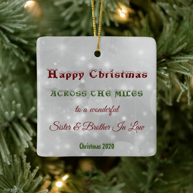 Across the Miles Christmas Sister & Brother In Law Ceramic Ornament (Tree)