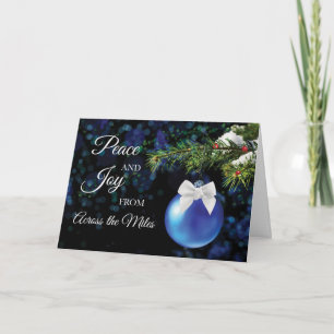 Across the Miles Holiday Greetings Blue Ornament Card