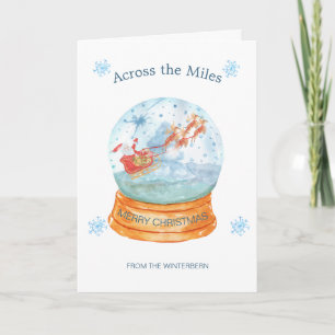 Across the Miles Snow Globe Santa Sleigh Christmas Holiday Card