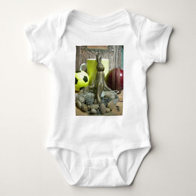 Across the Pitch & Crease: Football Cricket Blend Baby Bodysuit (Front)