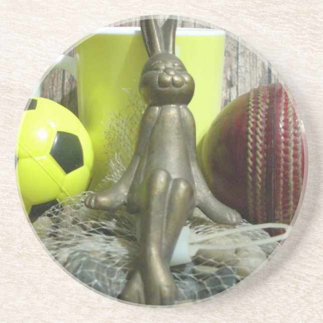 Across the Pitch & Crease: Football Cricket Blend Coaster (Front)