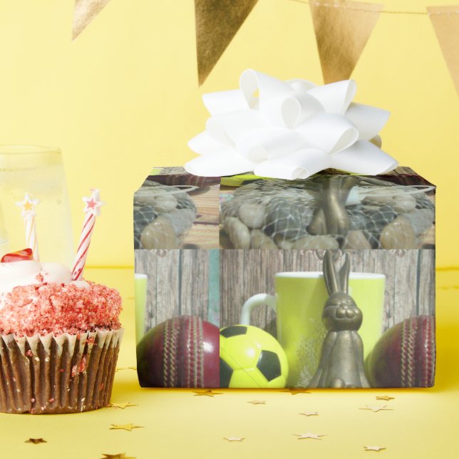 Across the Pitch & Crease: Football Cricket Blend Wrapping Paper (Birthday Party)