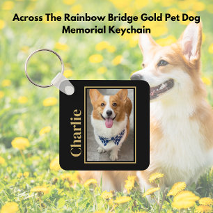 Across The Rainbow Bridge Gold Pet Dog Memorial Key Ring