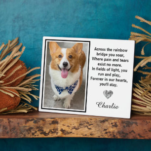 Across The Rainbow Bridge Silver Pet Dog Memorial Plaque