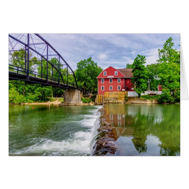 Across War Eagle Creek Waterfall Greeting Card (Front Horizontal)