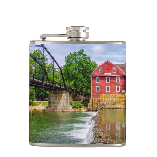 Across War Eagle Creek Waterfall Hip Flask (Front)