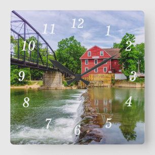 Across War Eagle Creek Waterfall Wall Clok Square Wall Clock