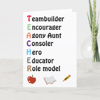 Acrostic teacher thank you card