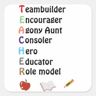 Acrostic teacher thank you  square sticker