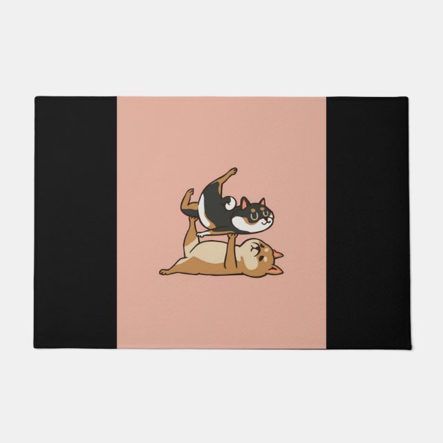 Acroyoga Shiba Inu | Cute Shiba Inu Yoga Lovers Doormat (Front)