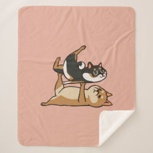 Acroyoga Shiba Inu   Cute Shiba Inu Yoga Lovers Sherpa Blanket