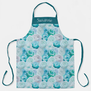 Acryl Rosen in Blau Türkis Farben Apron