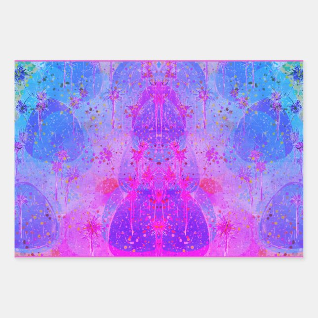 acrylic abstract art in vibrant colours wrapping paper sheet (Front)