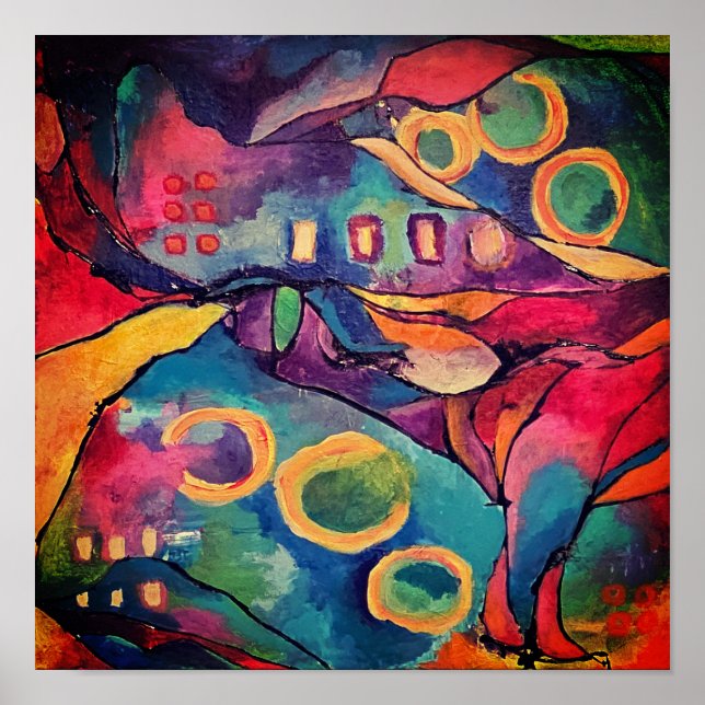 Acrylic Abstract Colourful unique art print (Front)