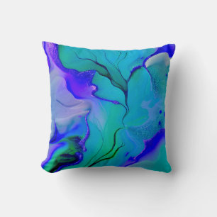 Acrylic Abstract Creative Blue, Purple and Green Cushion