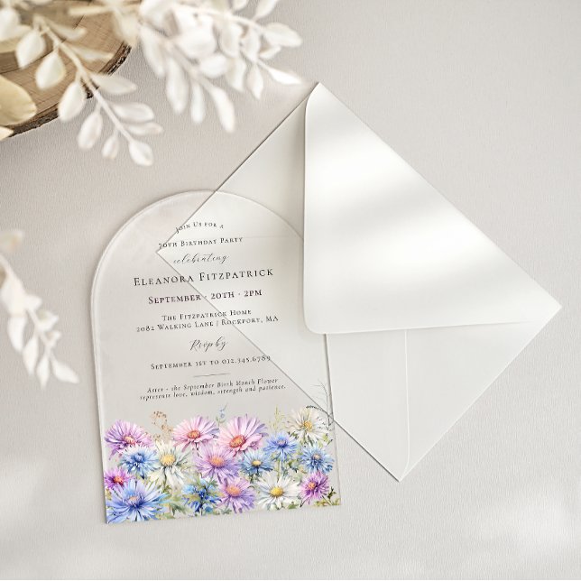 ACRYLIC ARCH 70 Birthday September Birth Flower  Acrylic Invitations (Creator Uploaded)