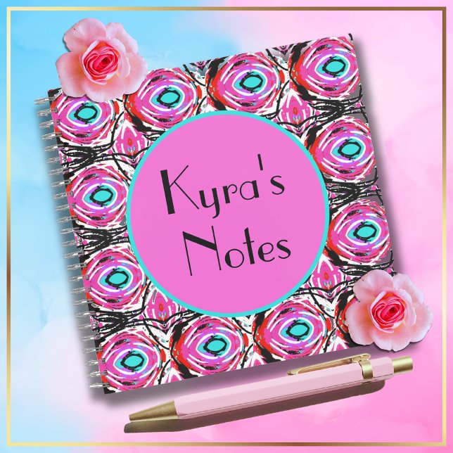 Acrylic art modern abstract girly pink and blue  notebook (Creator Uploaded)