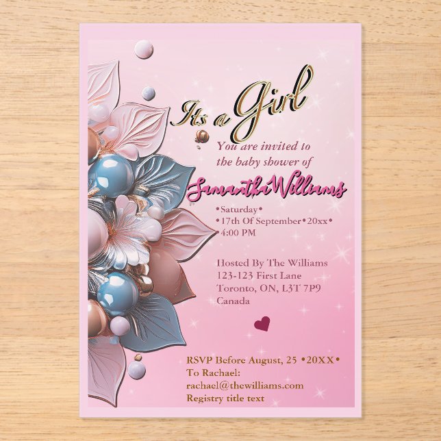 Acrylic Baby Shower Invitation (Front)