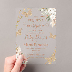 Acrylic Baby Shower Invitation with butterfly